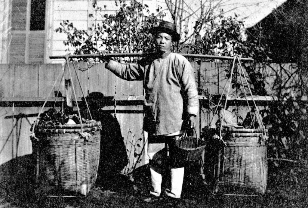 A Chinese vegetable seller in Eureka from the 1800's