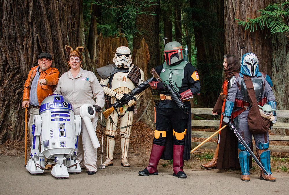 A group of people dressed up as star wars characters